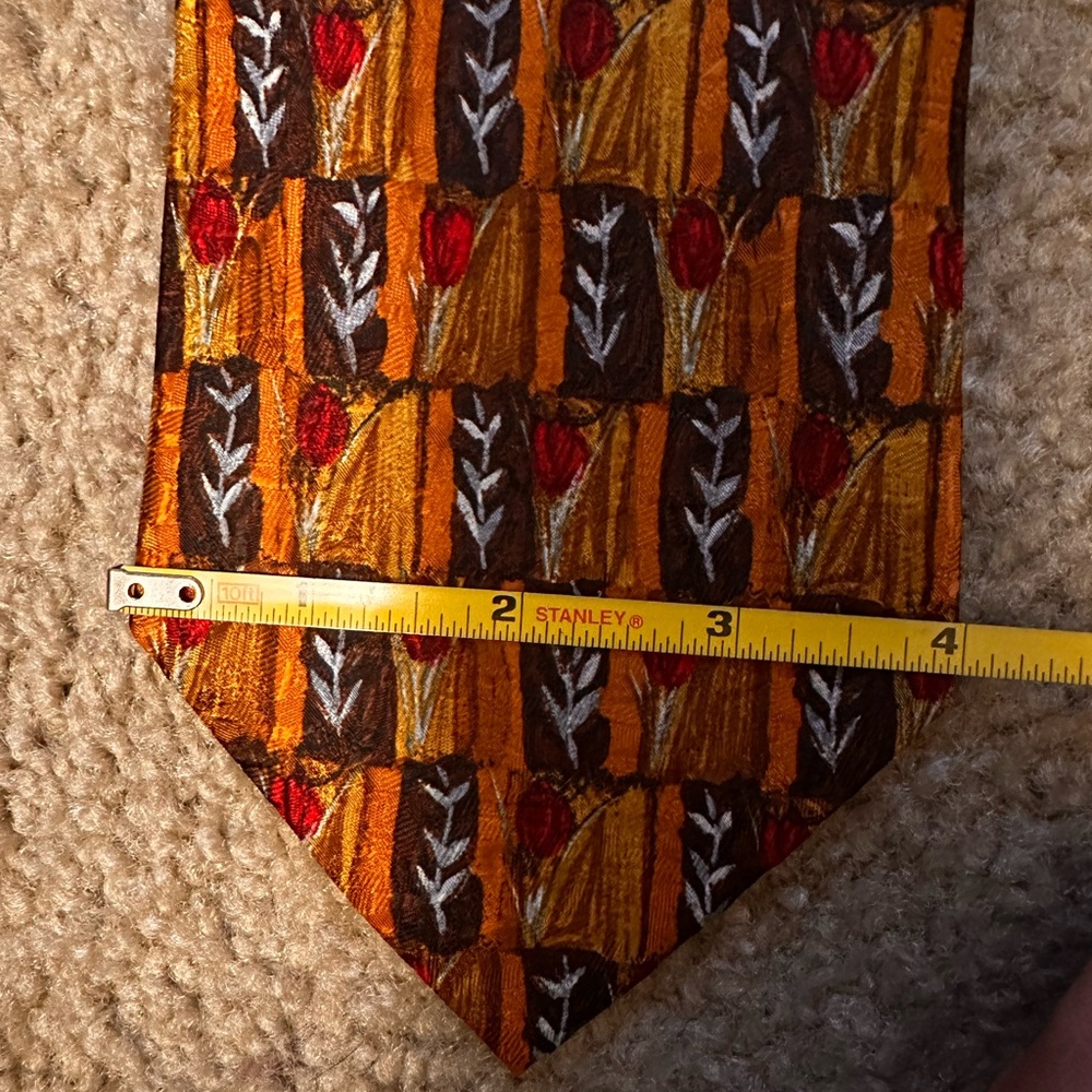 VTG Ermenegildo Zegna Silk Brown Geometric Floral Neck Tie  Made In Italy 56 - Picture 6 of 6